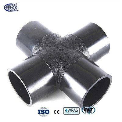Black 4 Way Cross Pipe Fitting PN16 PN12.5 Corrosion Resistant