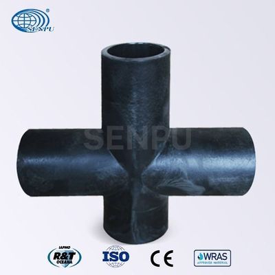 DN355 DN63 HDPE Pipe Fittings Cross Tee Non Toxic For Drinking Water Supply