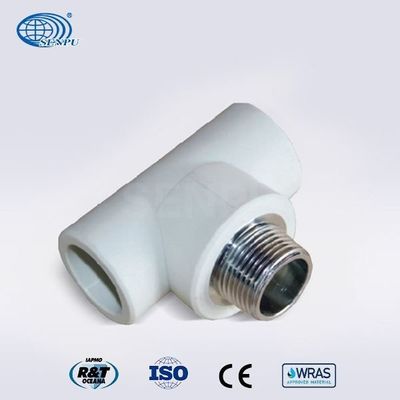 Chemical Resist Grey White PPR Male Threaded Tee For Sewage Treatment