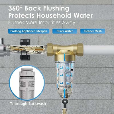Spin Down Backwash Sediment Filter Whole House Pre Filtration System 50 Micron