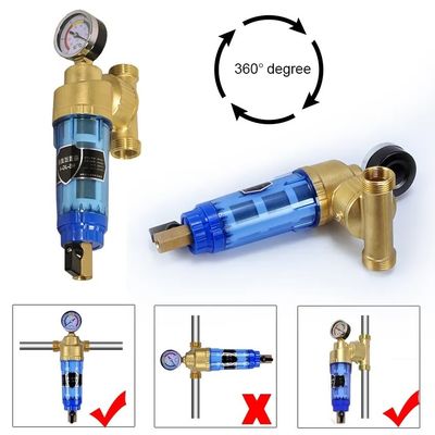 Brass Household Backwash Tap Water Filter Stainless Steel Mesh Water Prefilter